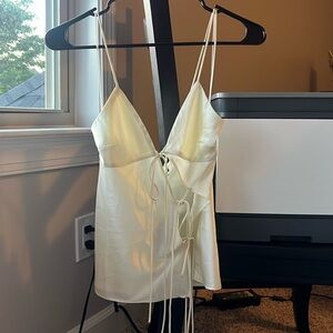 Lioness Cream Satin Tie-Detail Top